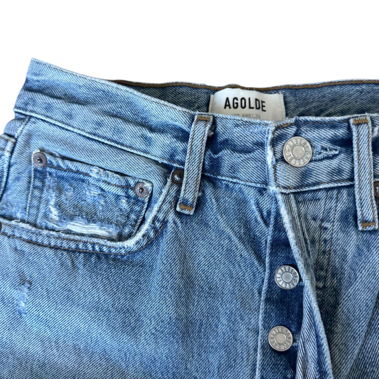 Agolde AGOLDE 90s Mid Rise loose Jean Major Wash Distressed Size 23" - 4 Thumbnail
