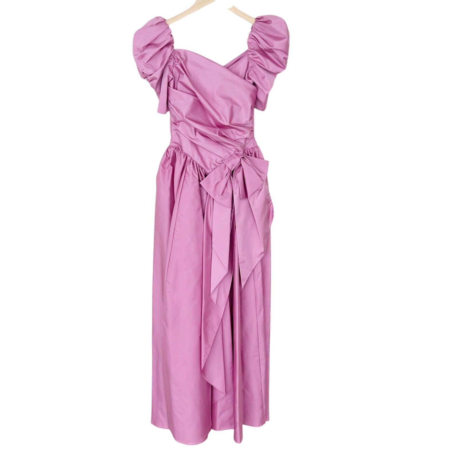princess polly baby blue dress Leely Women Sage Green Satin A-Line Bridesmaid Dress Long Sleeves Round  Neck Floor Length Wedding Guest Dress main image 0