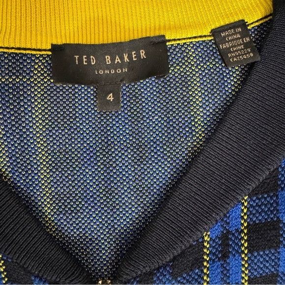 Ted Baker Ted Baker London Leolli Blue and Black Plaid Knit Jacket Sz Size S / US 4 / IT 40 - 2 Thumbnail