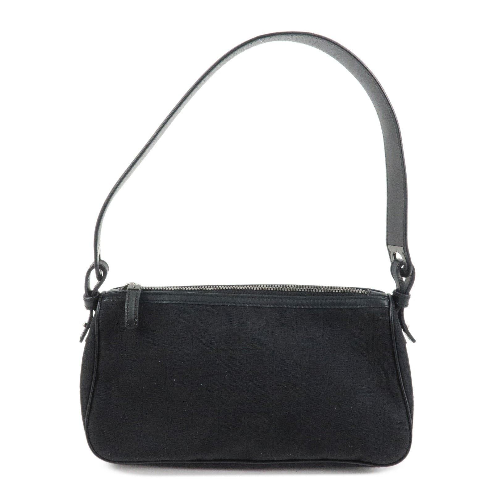 Salvatore Ferragamo Ferragamo Gancini Canvas Shoulder Bag Black Size ONE SIZE - 1 Thumbnail