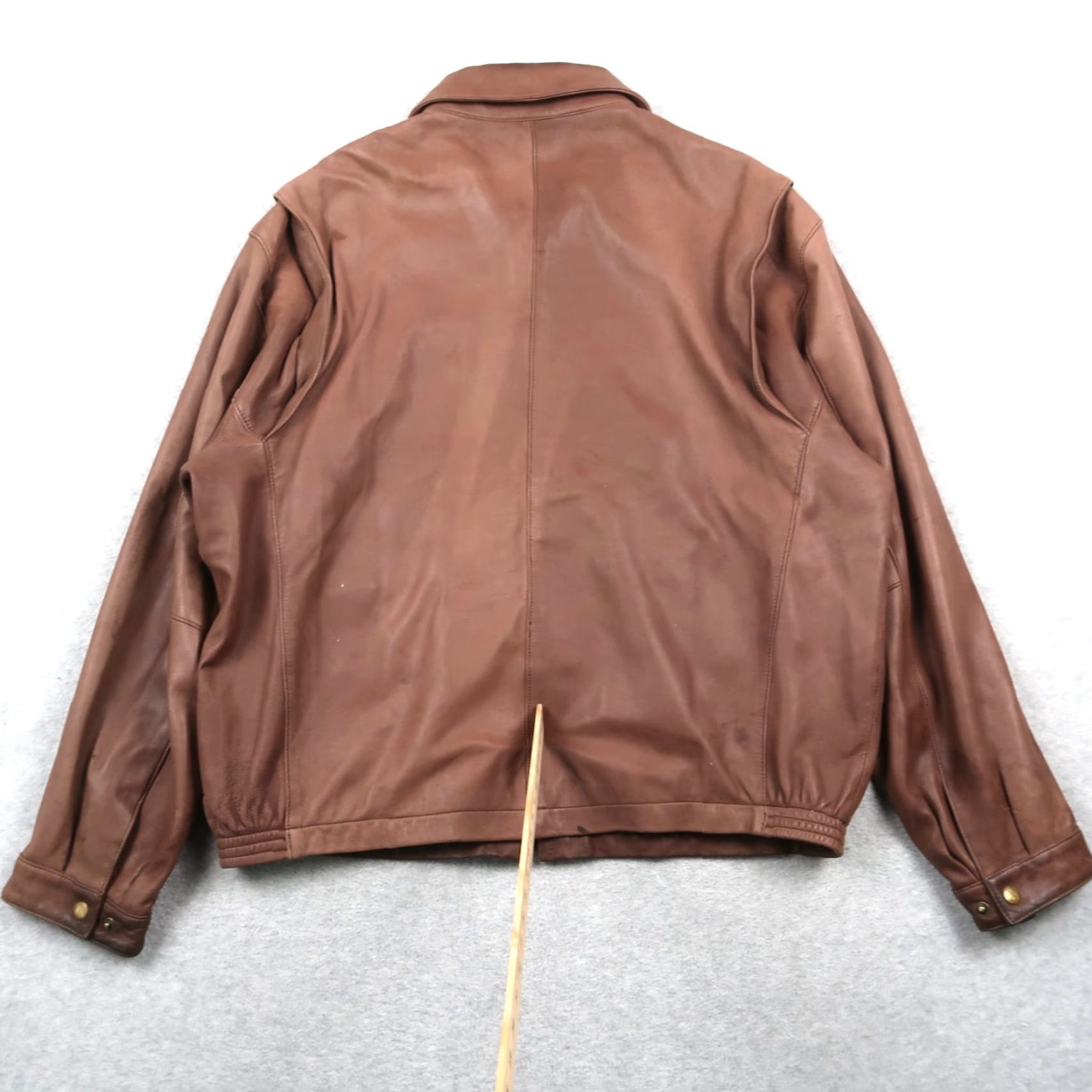 Golden Bear Golden Bear Leather Jacket Men's XL Regular Zip Up Bomber Brown 90s Classic Vintage Theme Casual Travel Winter Fall Spring Zip Full Zip Size US XL / EU 56 / 4 - 2 Thumbnail