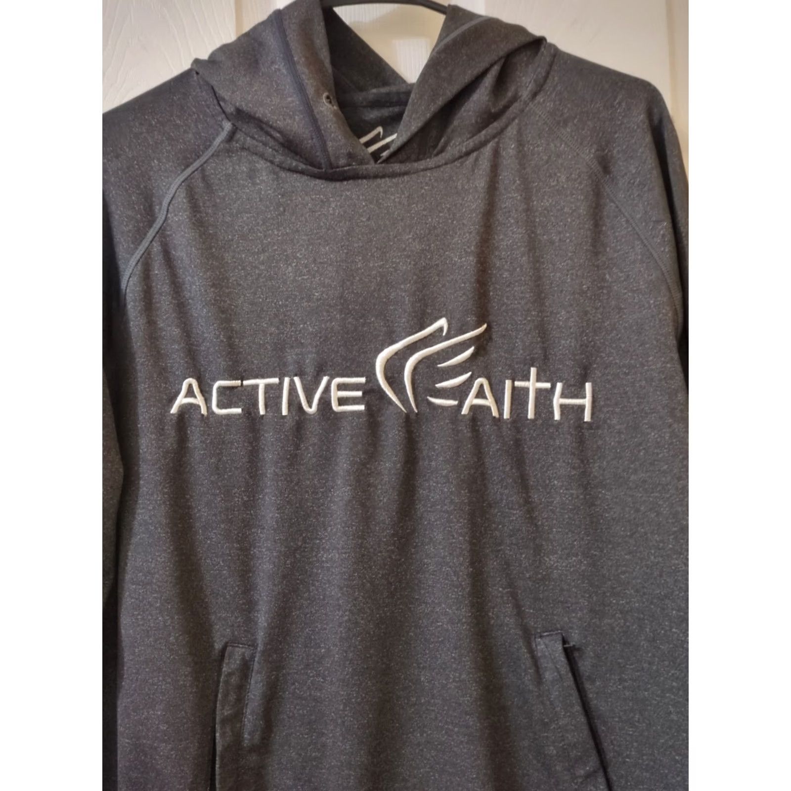 Vintage Active Faith - In Jesus Name Hoodie Sweatshirt Active Wear Hoodie Mens M Gray Nike-style? Size US M / EU 48-50 / 2 - 3 Thumbnail