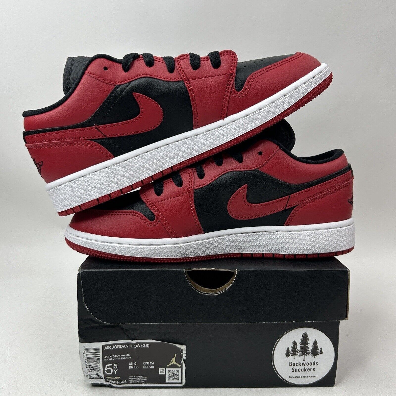 Nike Nike Shoes Air Jordan 1 Low GS “Gym Red/Reverse Bred” 2023 Size US 7 / IT 37 - 3 Thumbnail