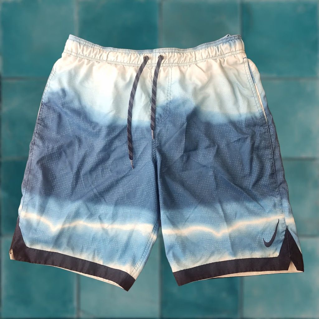 Nike Nike Swim Trunks Mens Medium Blue Gradient Board Shorts Drawstring Size US 31 - 1 Thumbnail