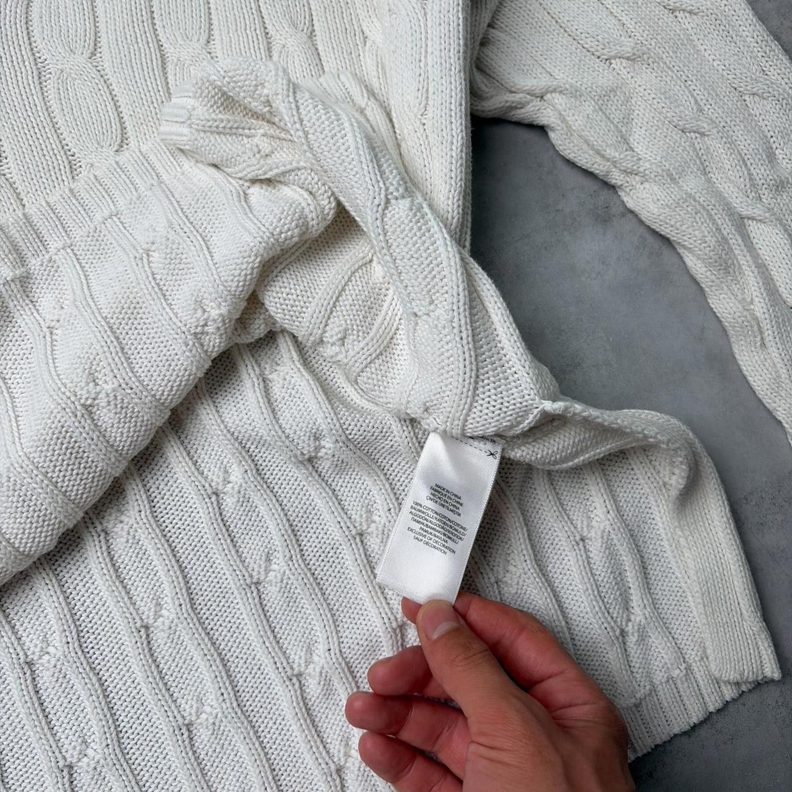 Polo Ralph Lauren Y2K White Polo Ralph Lauren Quilted Knit V-Neck Sweater Size M / US 6-8 / IT 42-44 - 7 Thumbnail