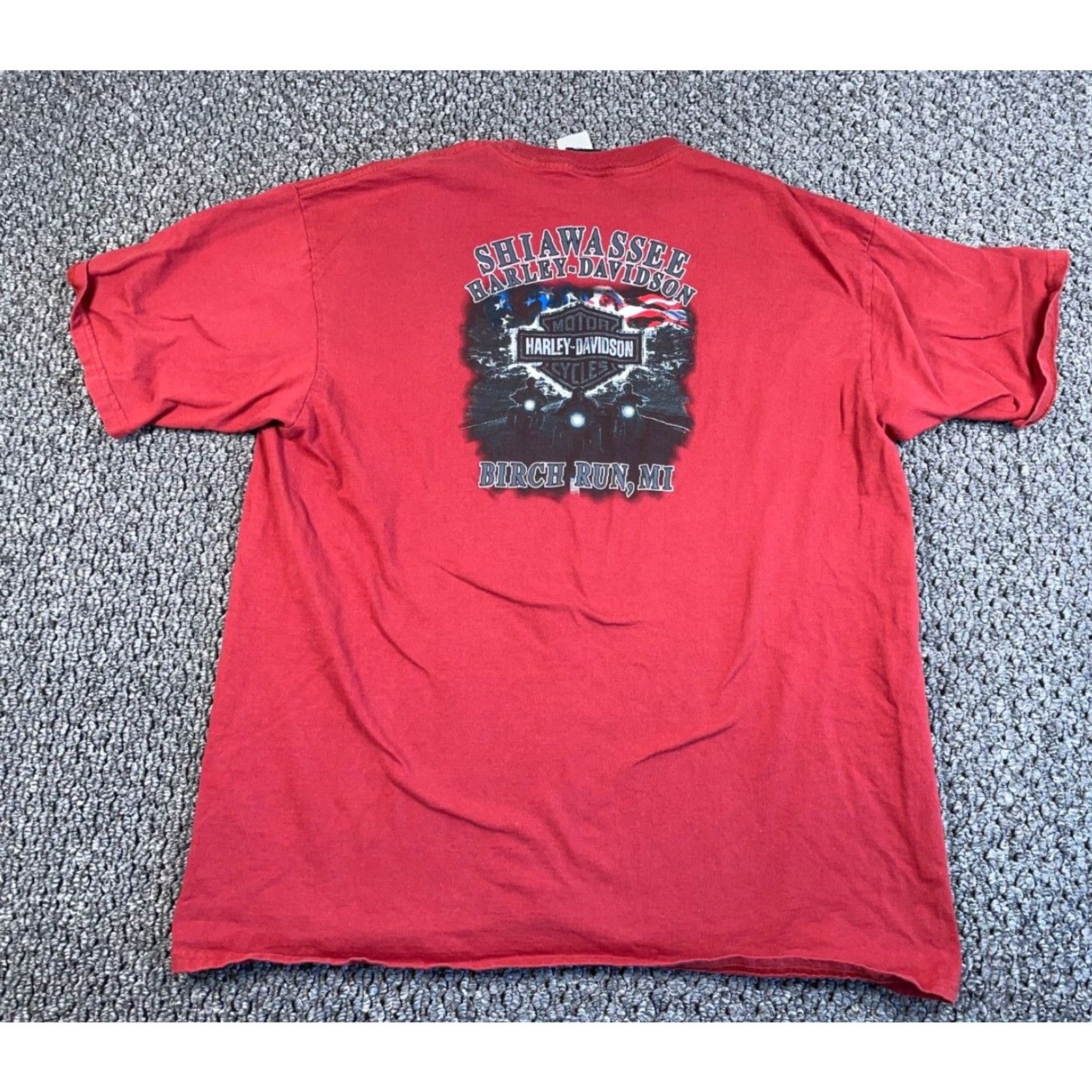 Harley Davidson Harley-Davidson Graphic Print T-Shirt Adult 2XL Red Biker Birch Run Michigan Mens Size US XXL / EU 58 / 5 - 2 Thumbnail