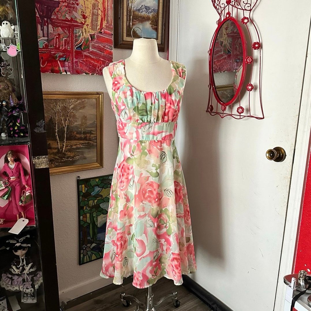 Other dressbarn pink green white floral midi dress Size M / US 6-8 / IT 42-44 - 1 Thumbnail