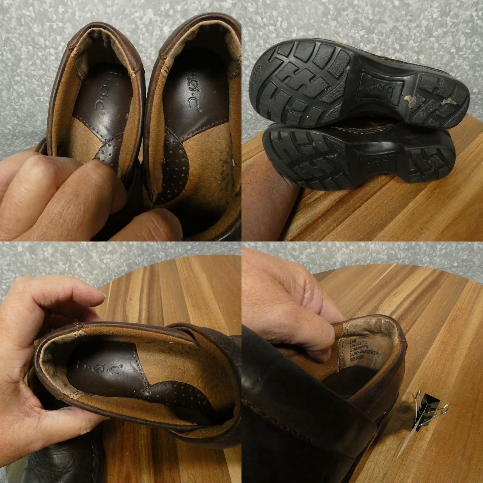 Born BOC Born Clogs Womens Brown Leather Slip On Mules Chunky Heel Size 6.5M Size US 7 / IT 37 - 9 Thumbnail