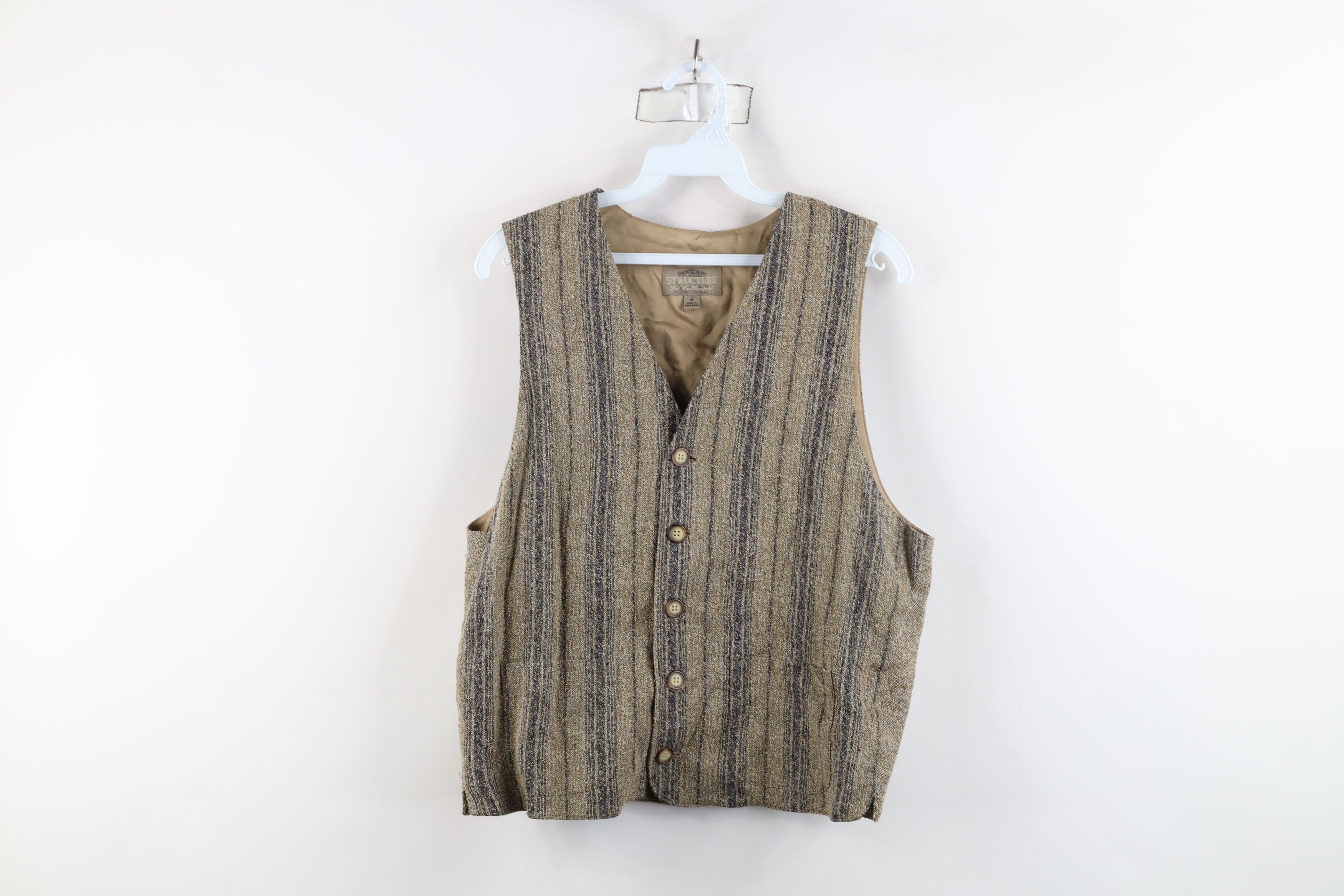 Vintage Vintage 90s Streetwear Silk Blend Tweed Button Vest Jacket Size US M / EU 48-50 / 2 - 1 Thumbnail
