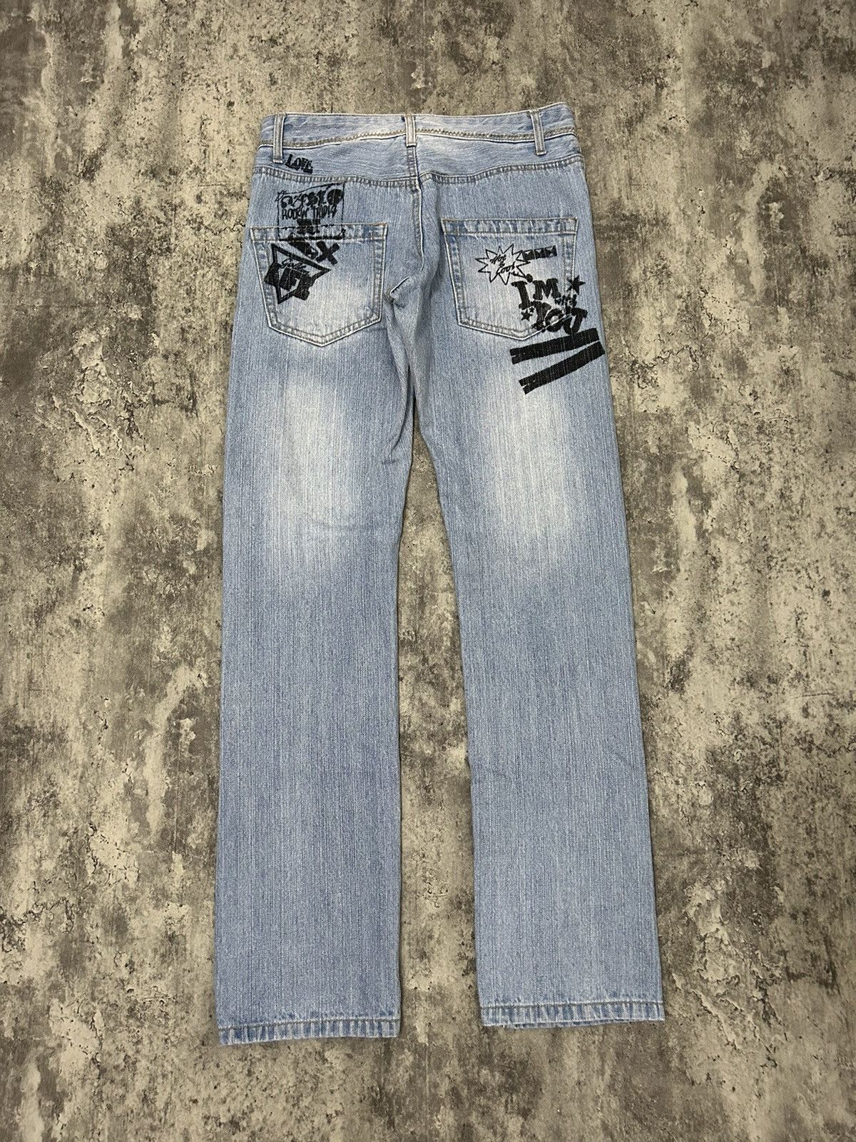 Japanese Brand × Undercover Pink Latte Believe Me Embroidered Distresse Jeans Size US 31 - 2 Thumbnail