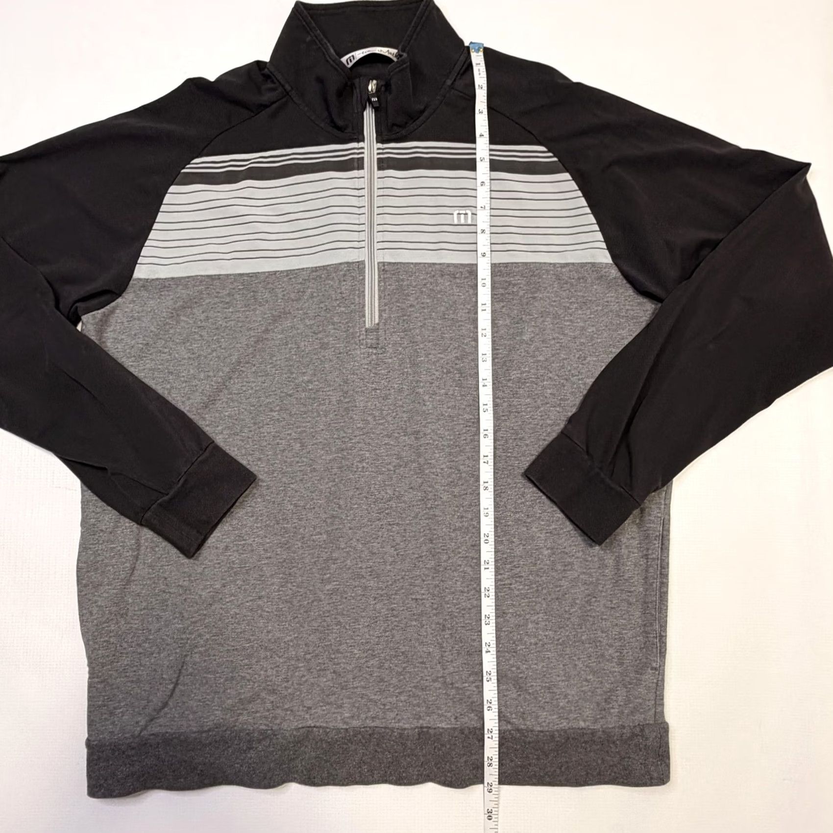 TravisMathew Travis Mathew Pullover Mens XL Gray 1/4 Zip Striped Golf Long Sleeve Stretch Shirt Size US XL / EU 56 / 4 - 6 Thumbnail