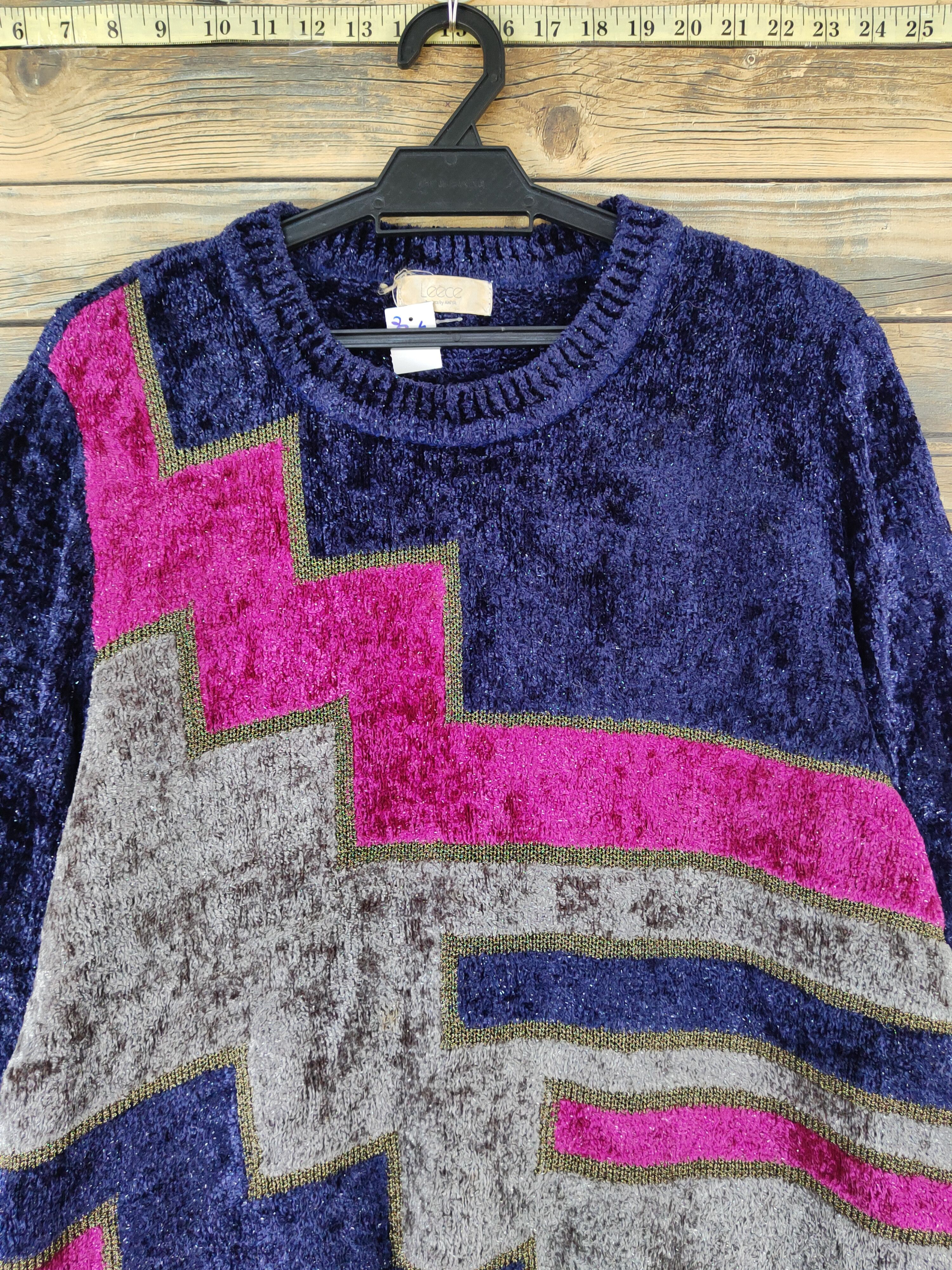 Vintage Leece Purple Knitwear Sweatshirts vintage art #W2031 Size US L / EU 52-54 / 3 - 2 Thumbnail