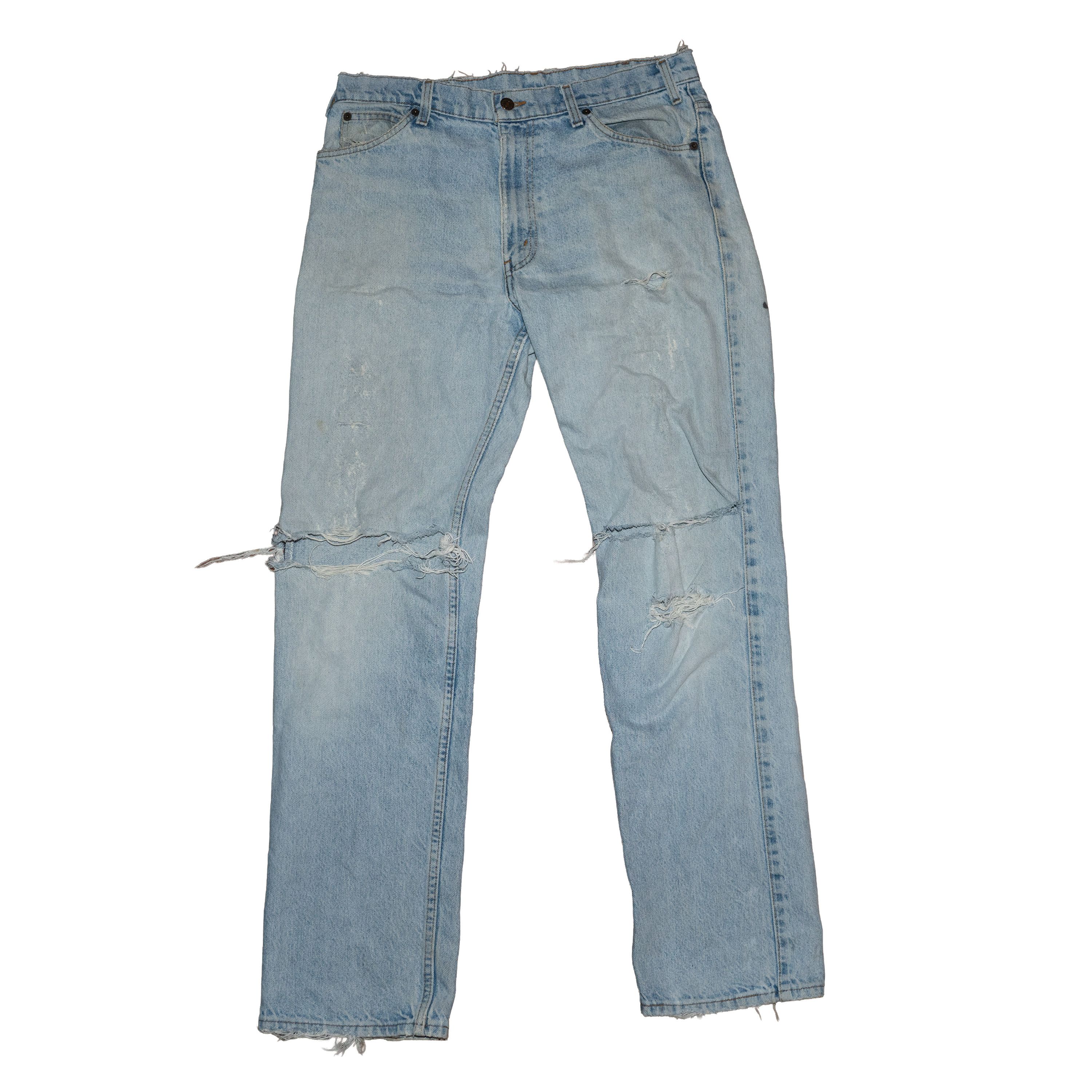 Levi's Vintage Clothing Vintage Levis Leather Tab Distressed Light Wash Jeans 33x34 Size US 33 - 1 Thumbnail