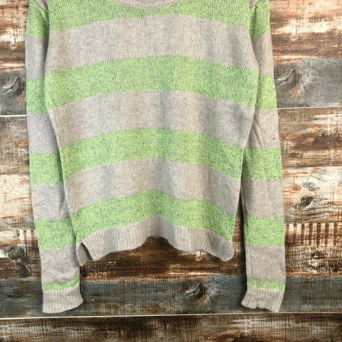 Japanese Brand DL Frees Phrase Stripe Green Knitwear #C518 Size US M / EU 48-50 / 2 - 6 Thumbnail
