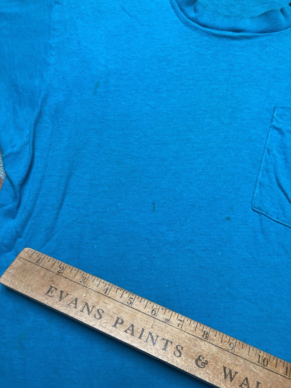 Vintage 80s pocket t shirt blank teal fruit of loom cotton soft XL Size US XL / EU 56 / 4 - 4 Thumbnail