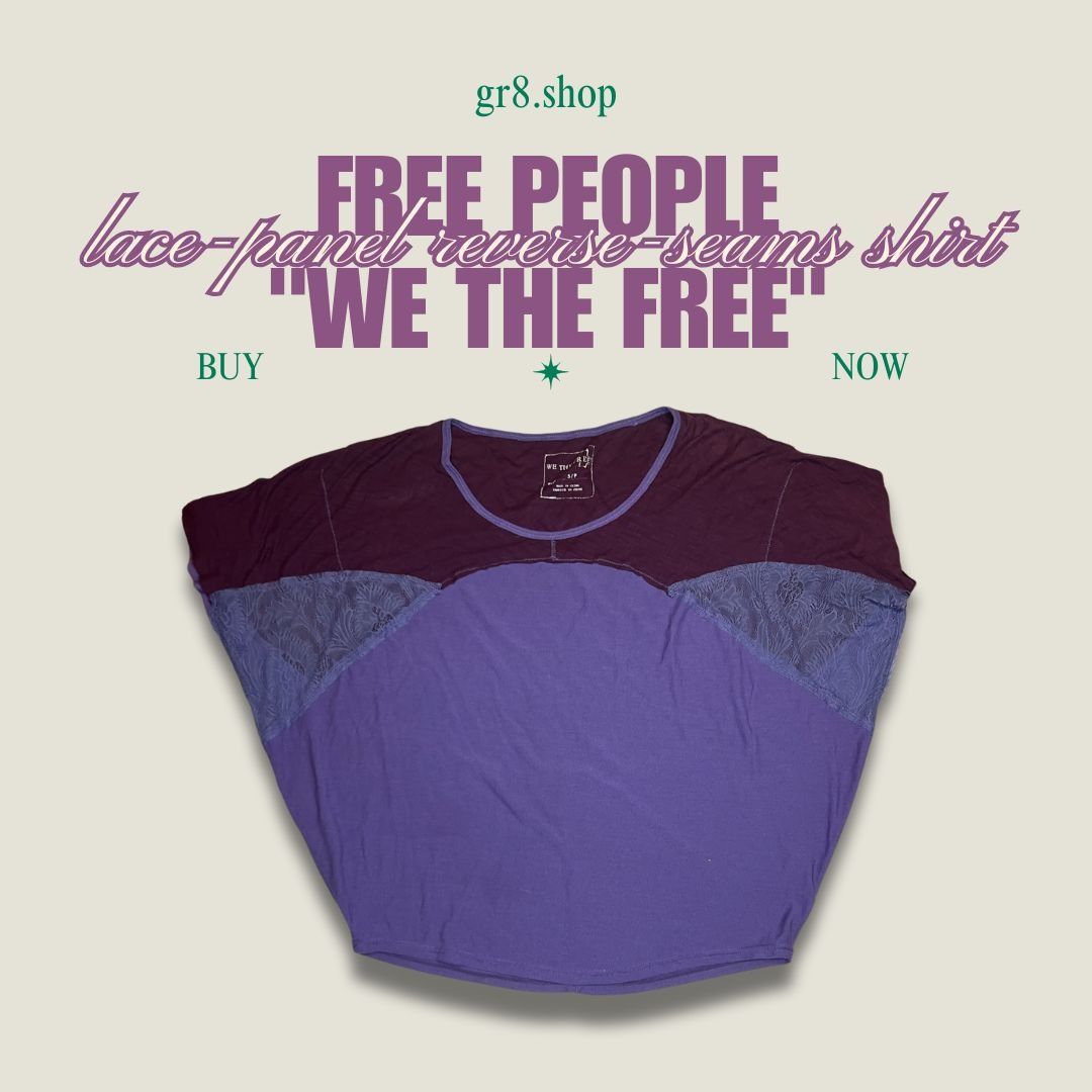 Free People Free People We The Free Purple Lace-Panel Reverse-Seams Shir Size S / US 4 / IT 40 - 1 Thumbnail