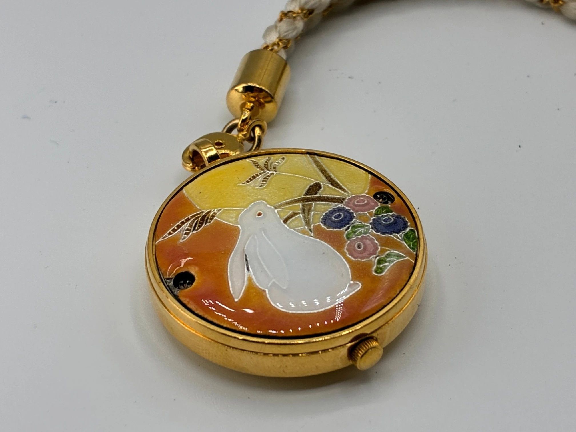 Other L'Amie Quartz Vintage Gold Tone Enamel Rabbit Pocket Watch Size ONE SIZE - 2 Thumbnail