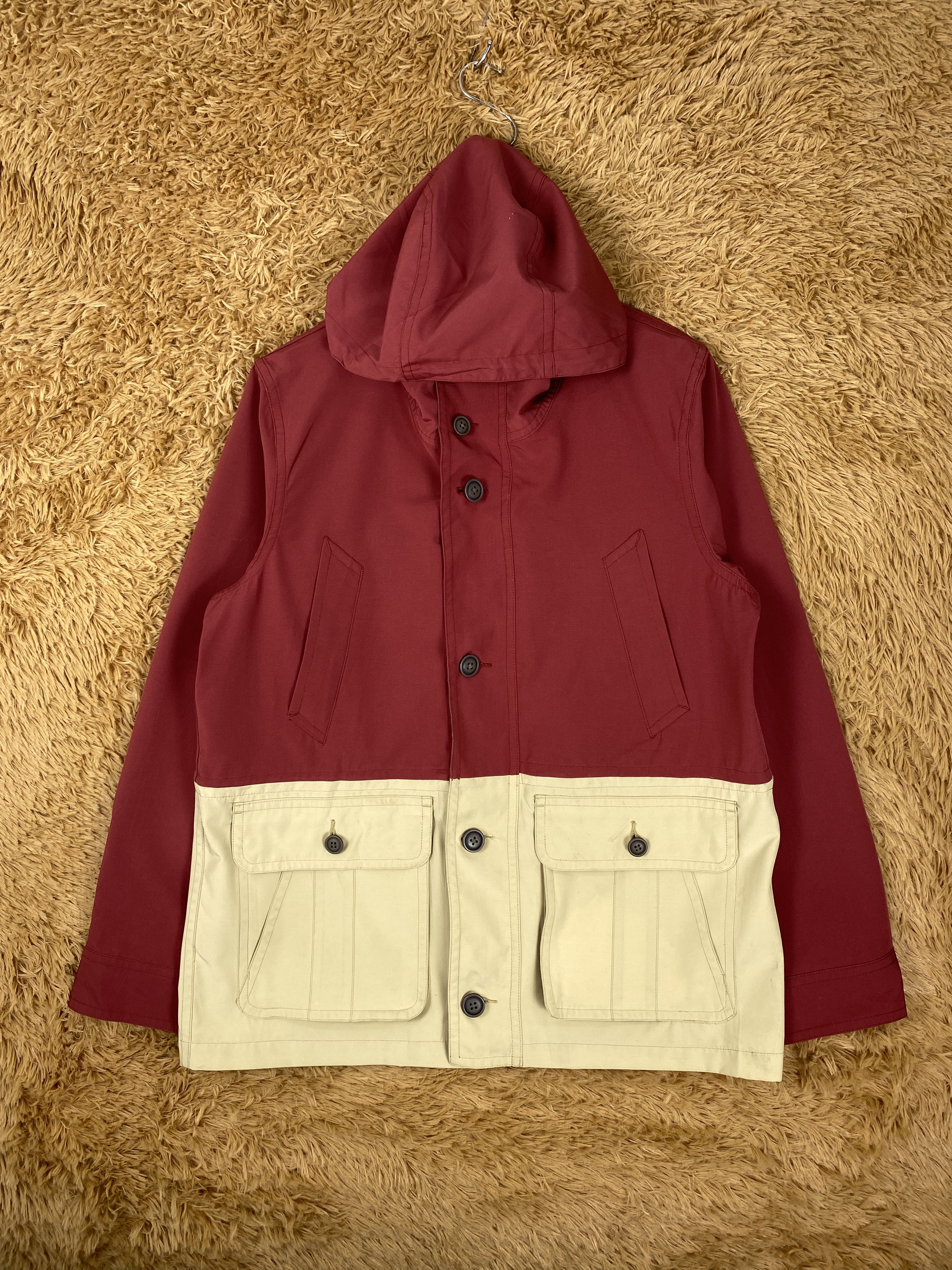 image of Vintage Good Day Hoodie Utility Jacket in Maroon, Men's (Size Small)