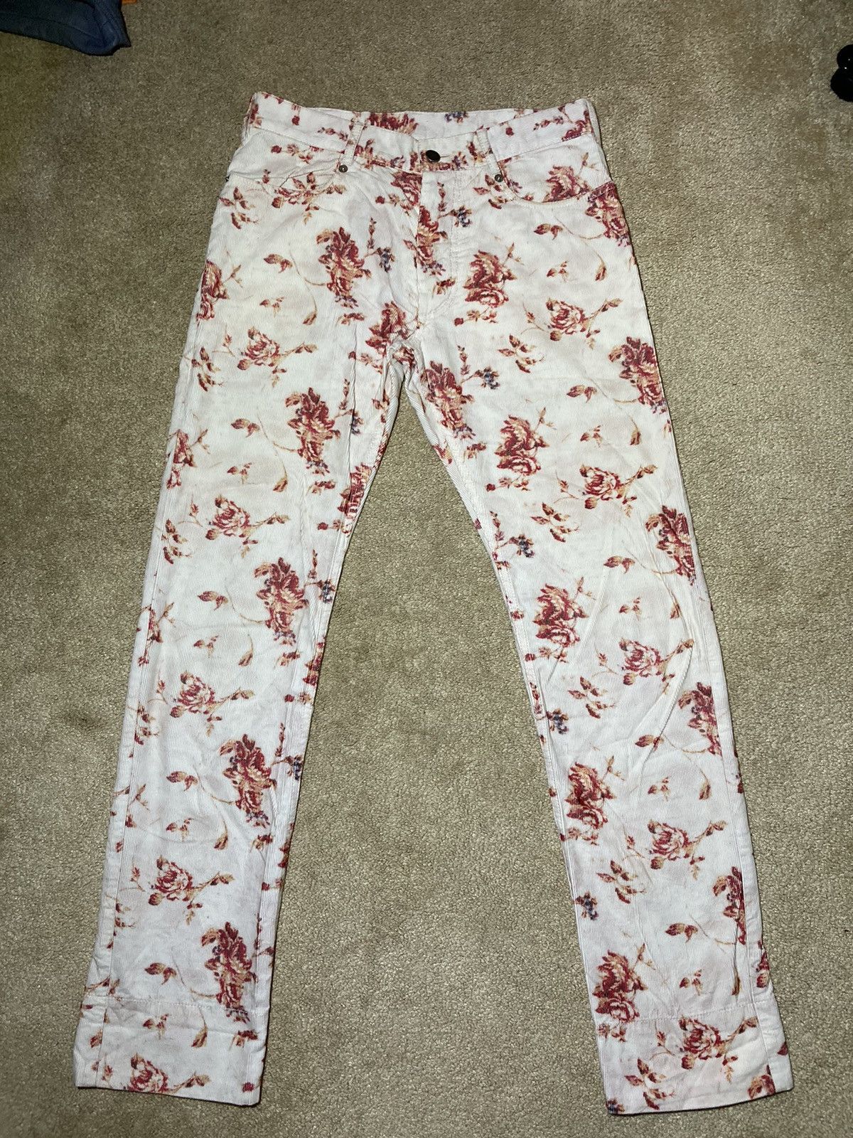 Ann Demeulemeester SS14 Ann Demeulemeester Floral Corduroy Jeans Pants XXS 2014 Size US 30 / EU 46 - 2 Thumbnail