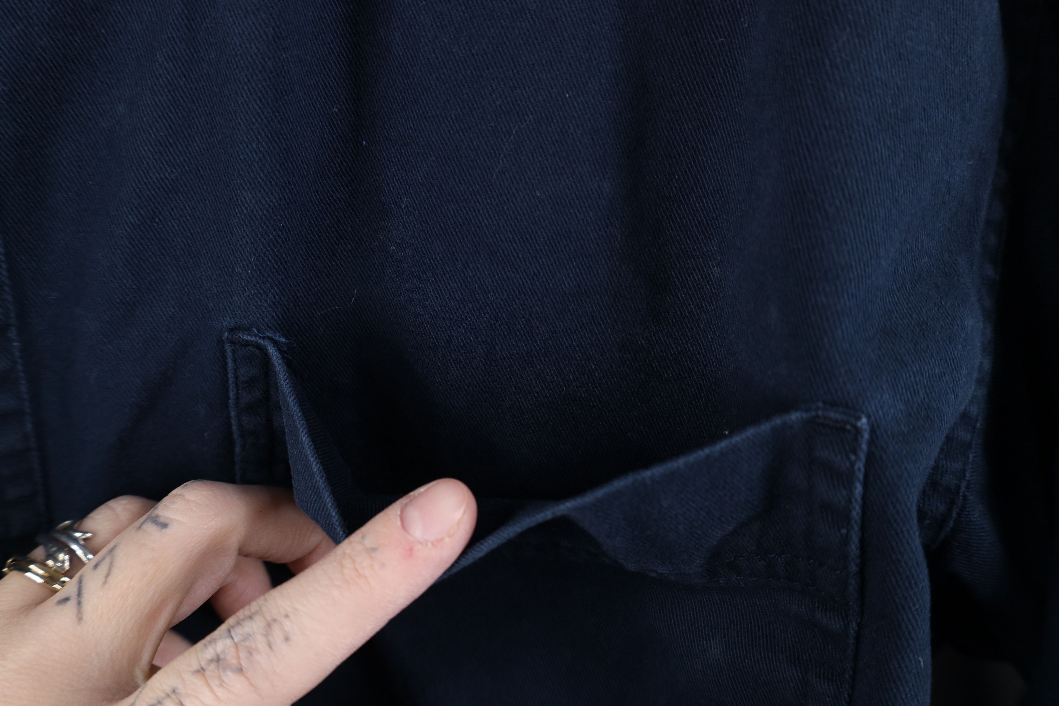 Vintage Vintage 90s Streetwear Band Collar Button Shirt Navy Blue Size US M / EU 48-50 / 2 - 7 Thumbnail