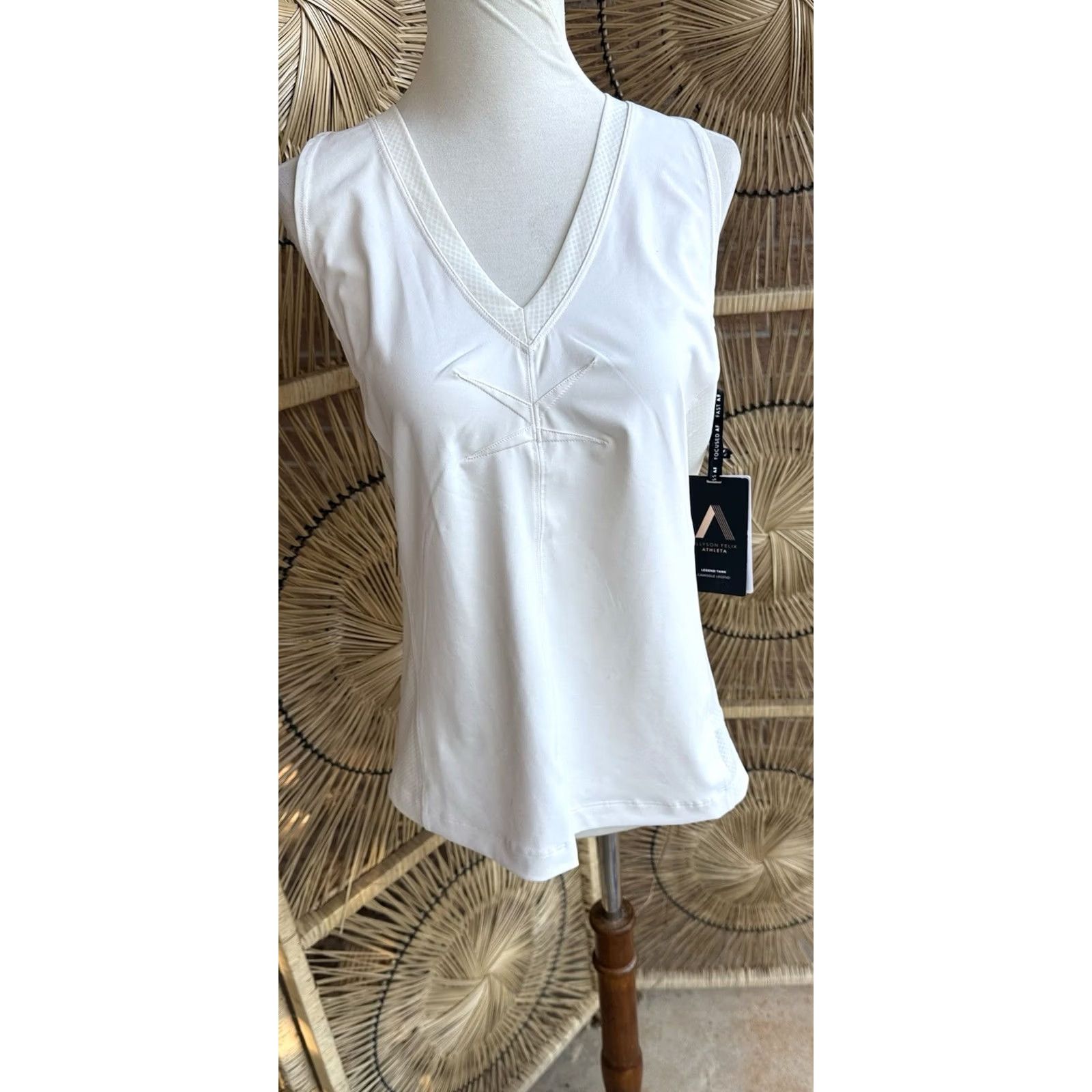 Athleta ATHLETA x Allyson Felix Legend Tank Women L White Racerback Sleeveless V-Neck Pullover Activewear Gym Tank Size L / US 10 / IT 46 - 2 Thumbnail