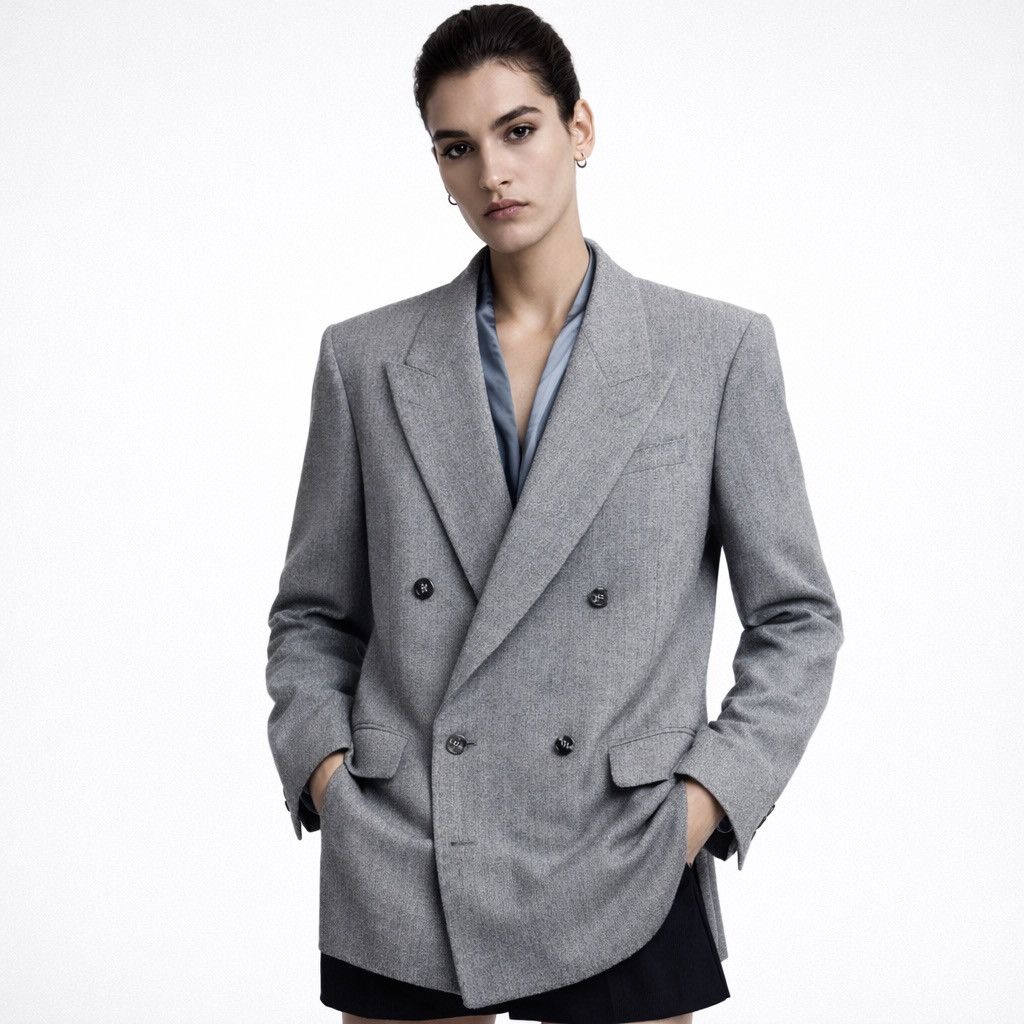 Givenchy GIVENCHY Monsieur Wool Double-Breasted Gray Blazer Jacket Size US M / EU 48-50 / 2 - 9 Thumbnail