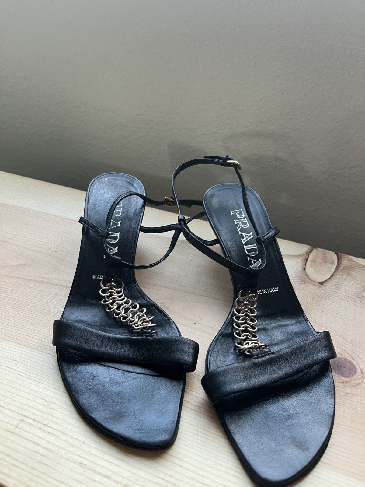 Prada × Vintage Vintage Prada leather heeled sandals Size US 6.5 / IT 36.5 - 1 Thumbnail