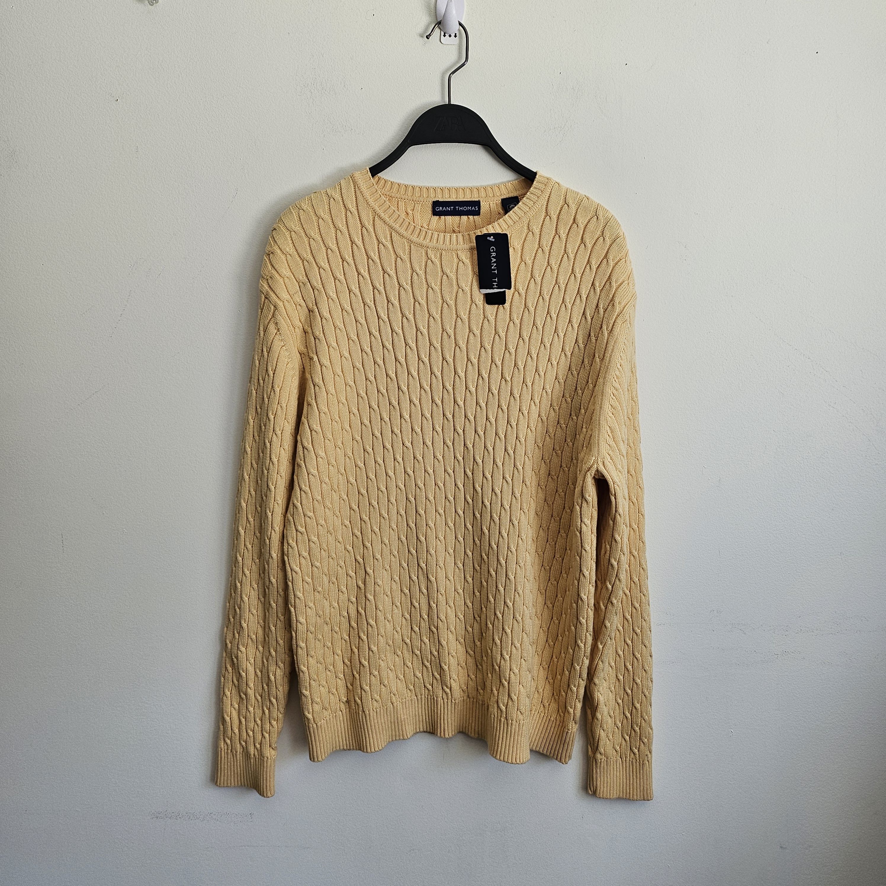 Grant Thomas × Vintage NWT Vtg. Grant Thomas Cable Knit Cotton Crew Neck Sweater Size US M / EU 48-50 / 2 - 2 Thumbnail