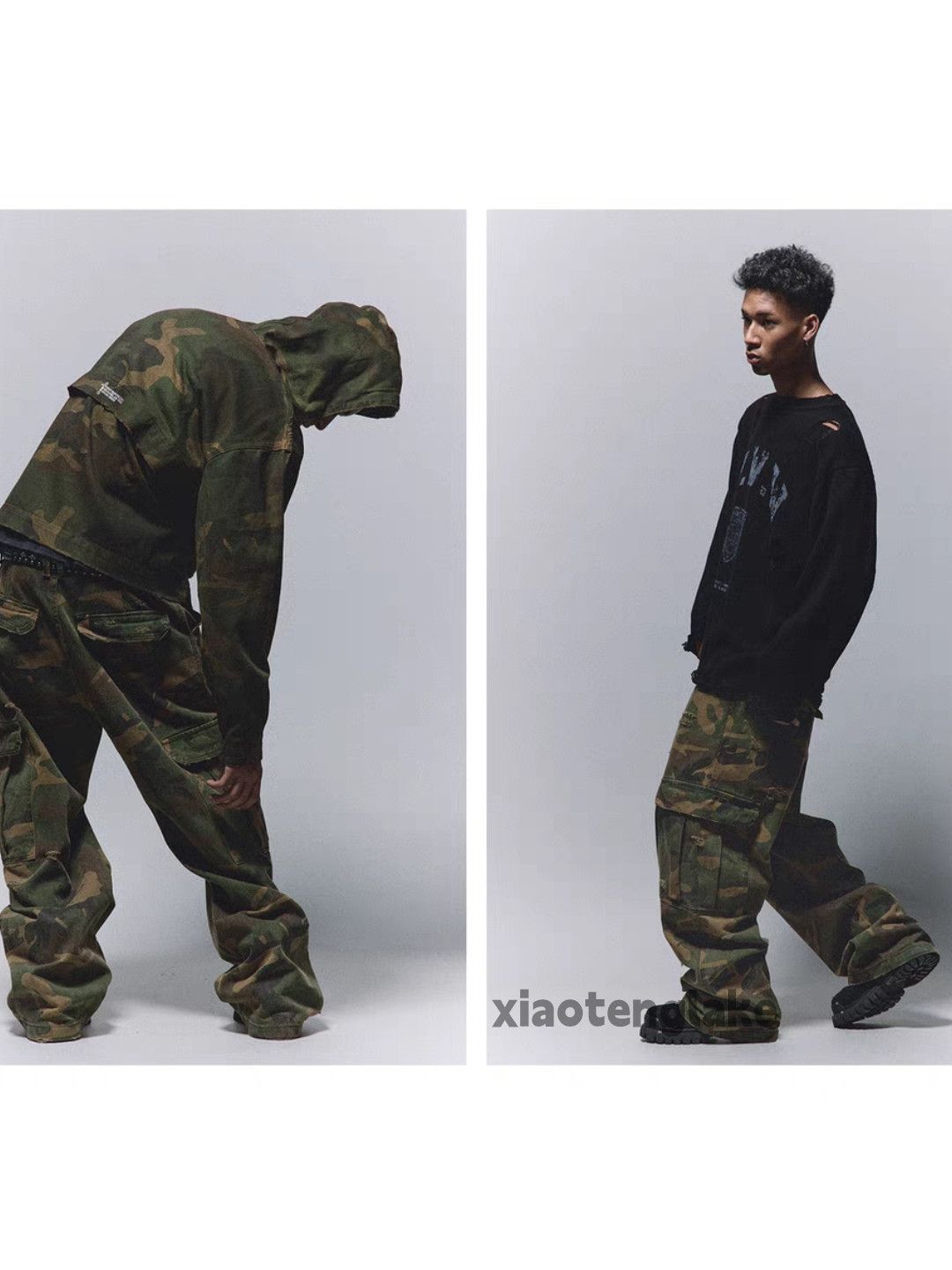 Vintage Utility loose baggy skate hiphop ripped camo pants Size US 32 / EU 48 - 6 Thumbnail