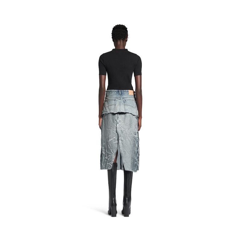 Balenciaga o1tr1nto0526 Ripped Off Skirt in Light Blue Size 26" / US 2 / IT 38 - 4 Thumbnail