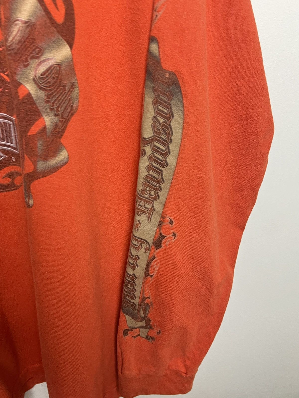 harley davidson y2k prison orange longsleeve vintage l-xl