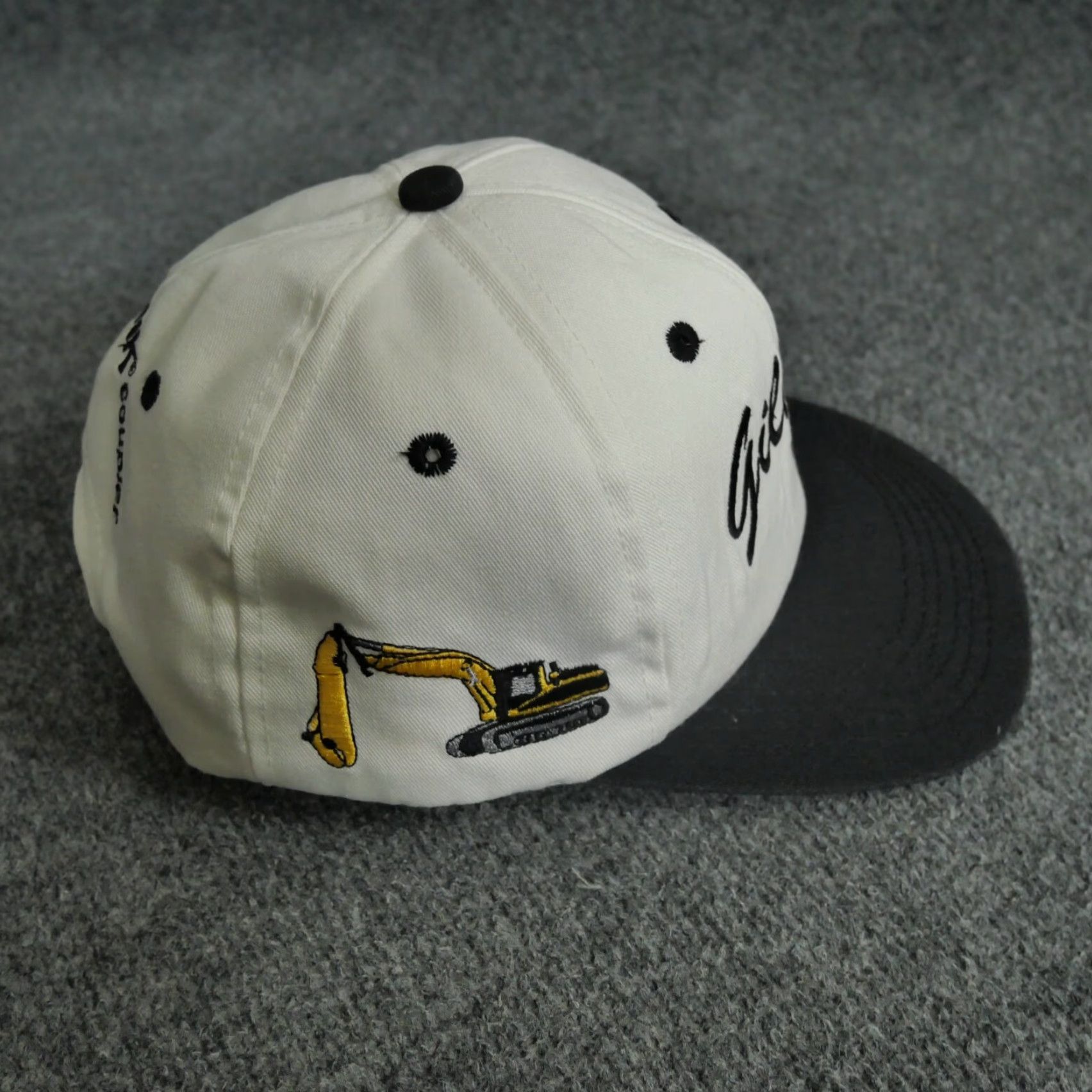 Industrie VINTAGE Construction Hat Adult White Black Gilmore Industries 90s Snapback White solid Adjustable Mens Hat Size ONE SIZE - 6 Thumbnail