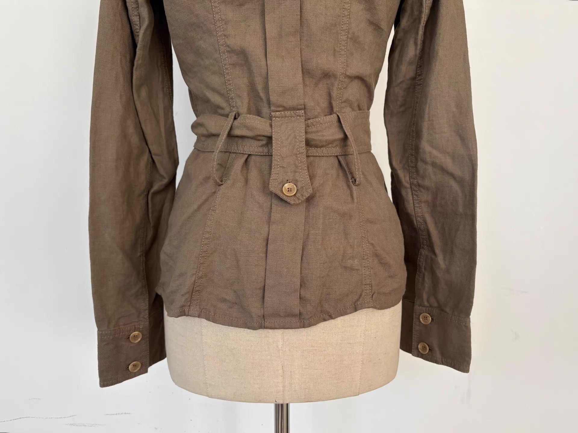 Dolce & Gabbana Dolce & Gabbana Women's Coffee Linen Shirt Jacket Ｑ21 Size M / US 6-8 / IT 42-44 - 5 Thumbnail
