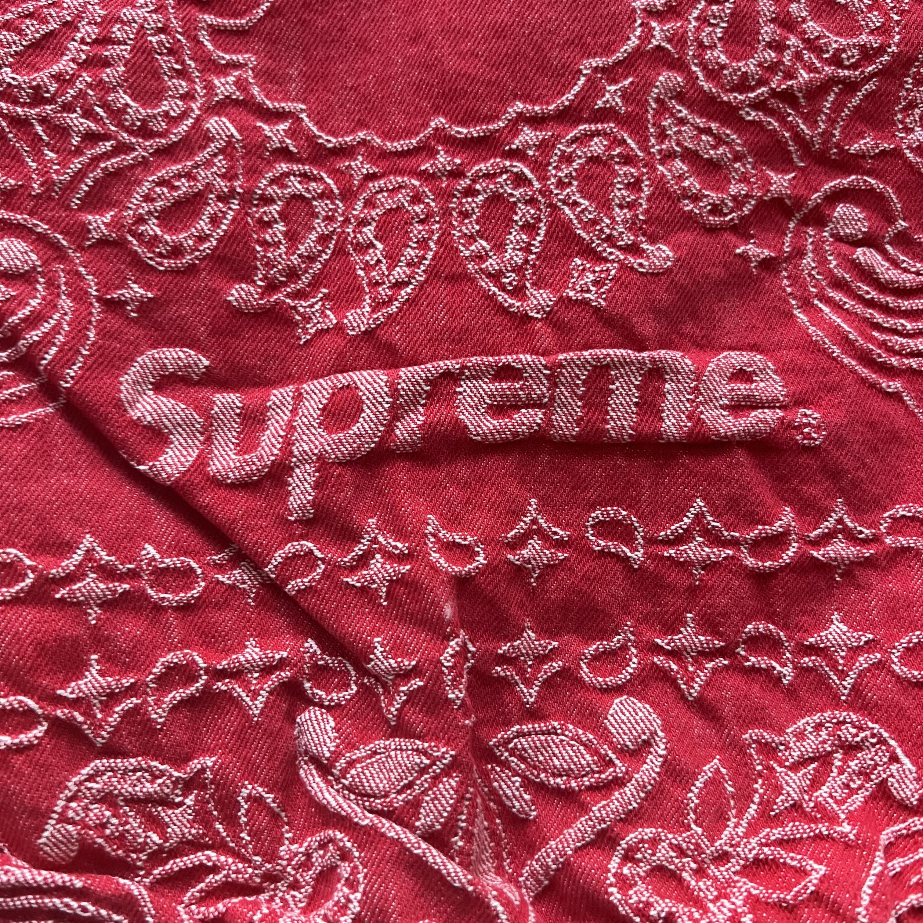 Supreme Supreme Bandana Jacquard Denim Hooded Work Jacket Red L Size US L / EU 52-54 / 3 - 8 Thumbnail