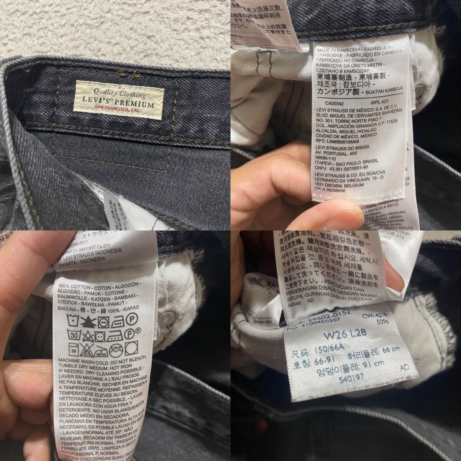 Levi's Levi's 501 Jeans Mens 26x28 Gray Denim Straight Medium Wash Distressed Size US 28 / EU 44 - 8 Thumbnail