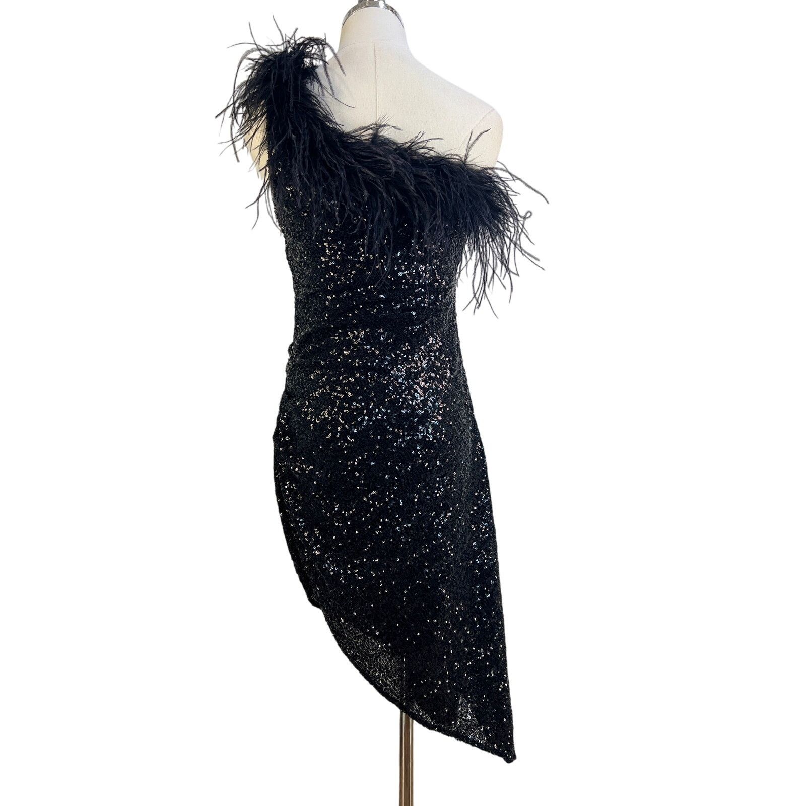 Amanda Uprichard Amanda Uprichard Mini Kieran Dress Sequin Black Size L / US 10 / IT 46 - 9 Thumbnail