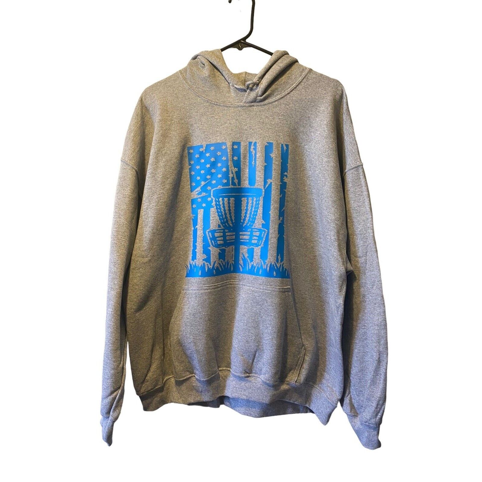 Gildan Disc Golf Patriotic AMERICAN FLAG Basket BLUE XL Hoodie Grey Size US XL / EU 56 / 4 - 1 Thumbnail