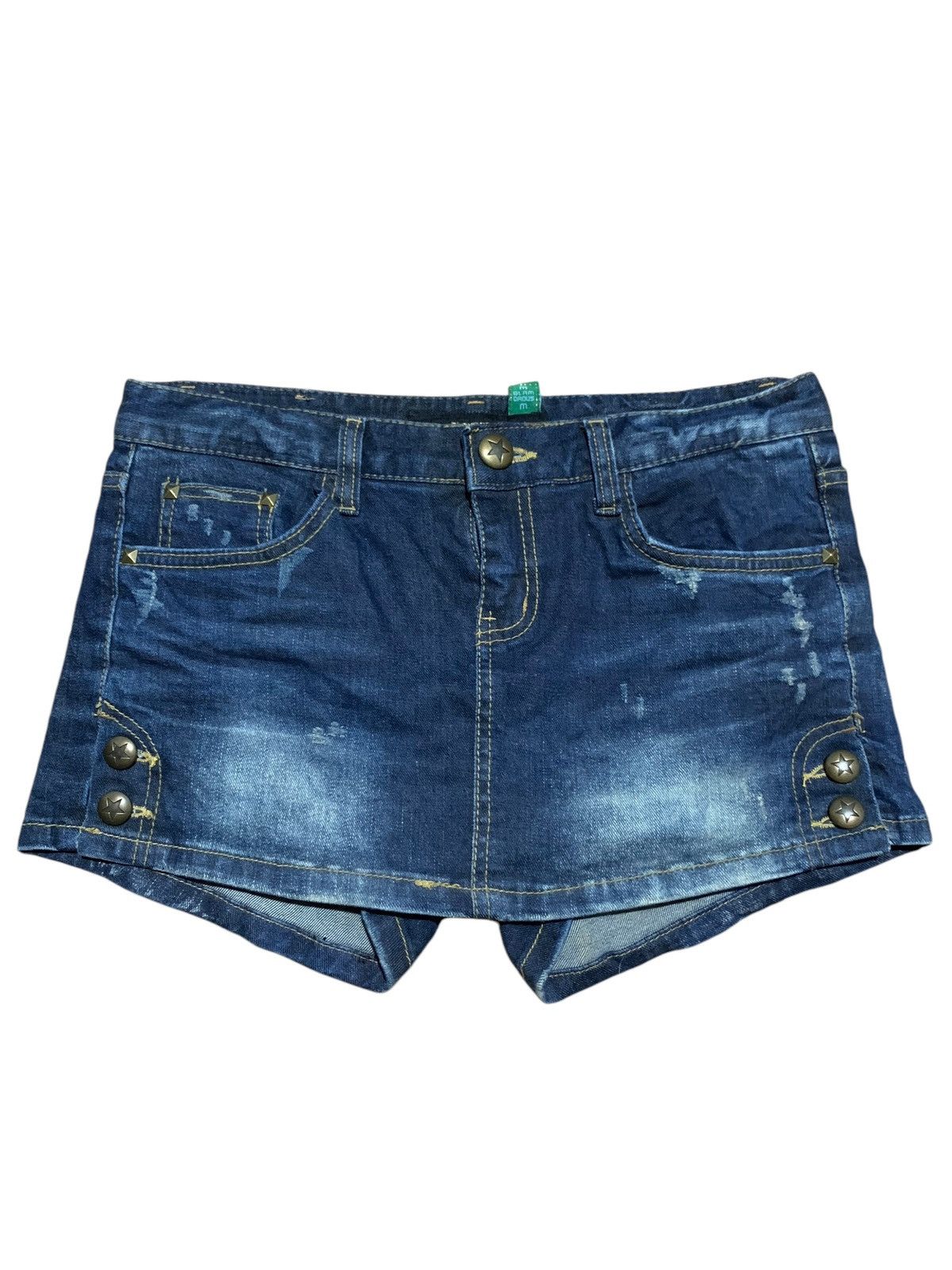 Hysteric Glamour 2000s Glamorous hybrid studded denim side button shorts Size 30" / US 8 / IT 44 - 1 Thumbnail