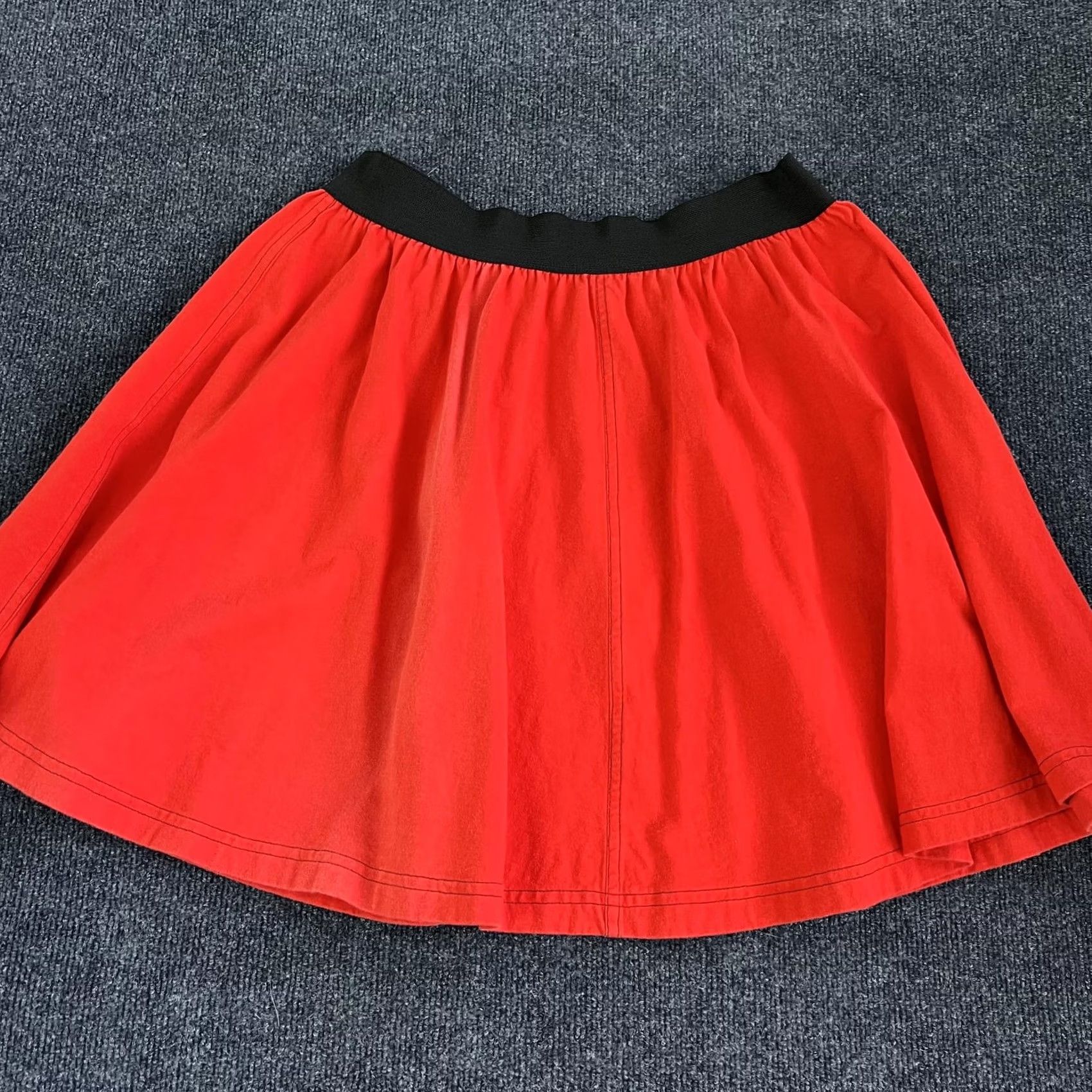 Vintage VINTAGE River Stone Skirt Womens Medium Red Cotton Skater Mini Elastic Waist Size 32" / US 10 / IT 46 - 3 Thumbnail