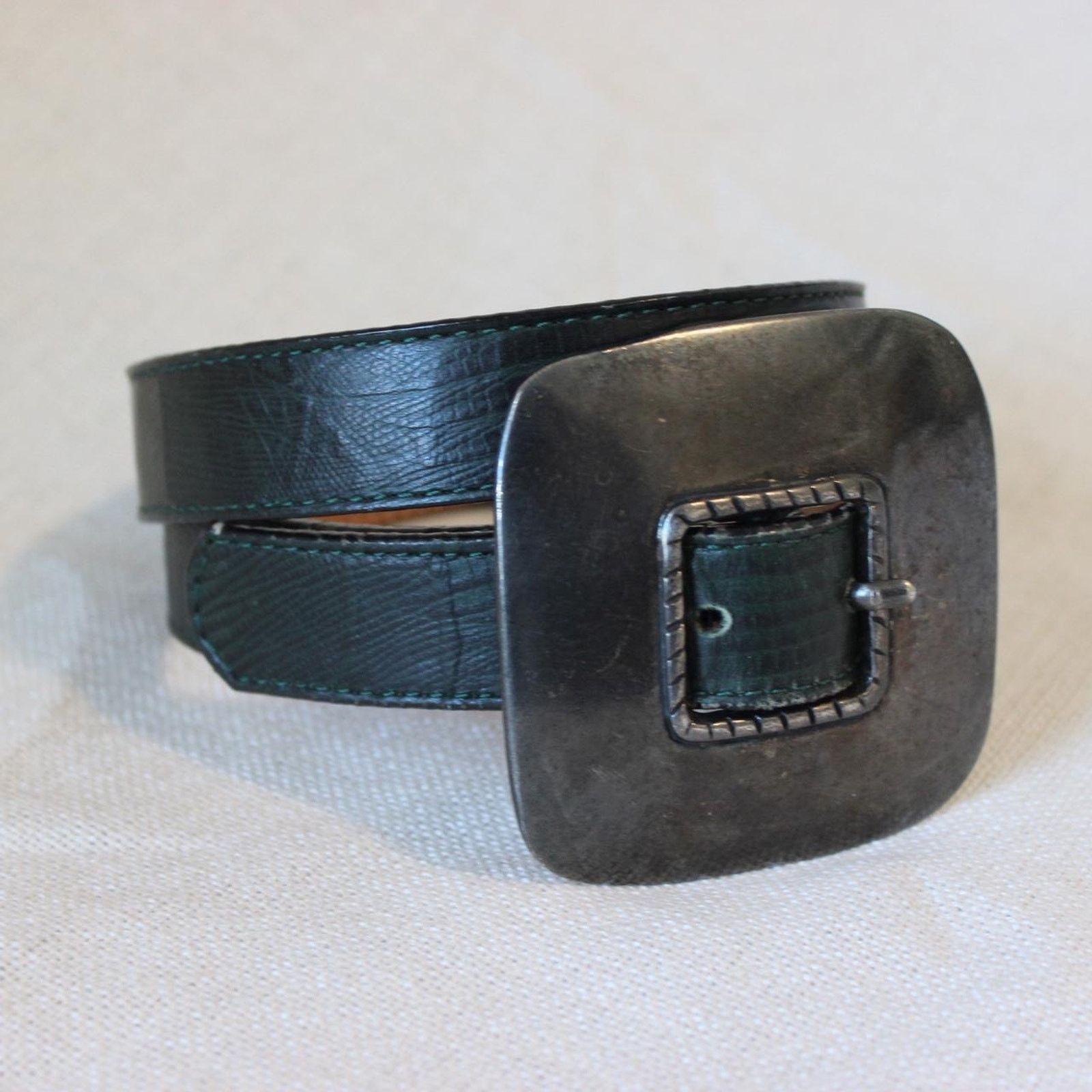 Other Vintage Deep Green Leather Belt Size ONE SIZE - 1 Thumbnail