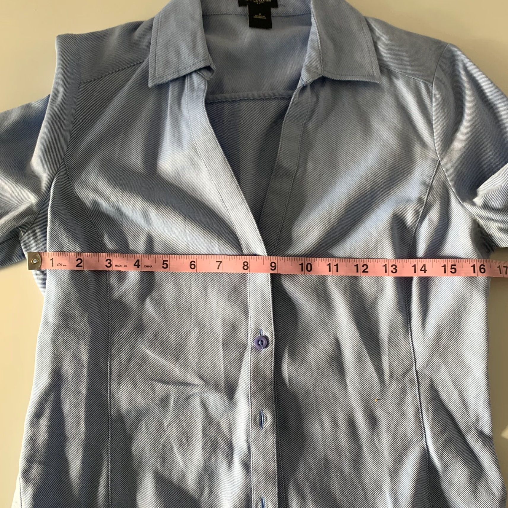 Ann Taylor Ann Taylor Button-Front Long Sleeve Shirt Womens Size 4 Blue Pinstripe Size S / US 4 / IT 40 - 3 Thumbnail