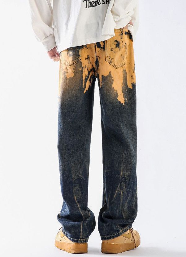 Vintage Men's loose tie-dye distressed high street baggy jeans Size US 32 / EU 48 - 4 Thumbnail