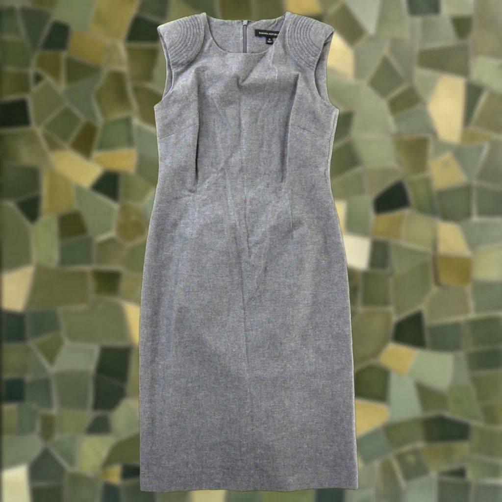 Banana Republic Banana Republic Grey Cotton Stretch Cap Sleeve Classic Work Sheath Dress Size 0 Size XS / US 0-2 / IT 36-38 - 1 Thumbnail