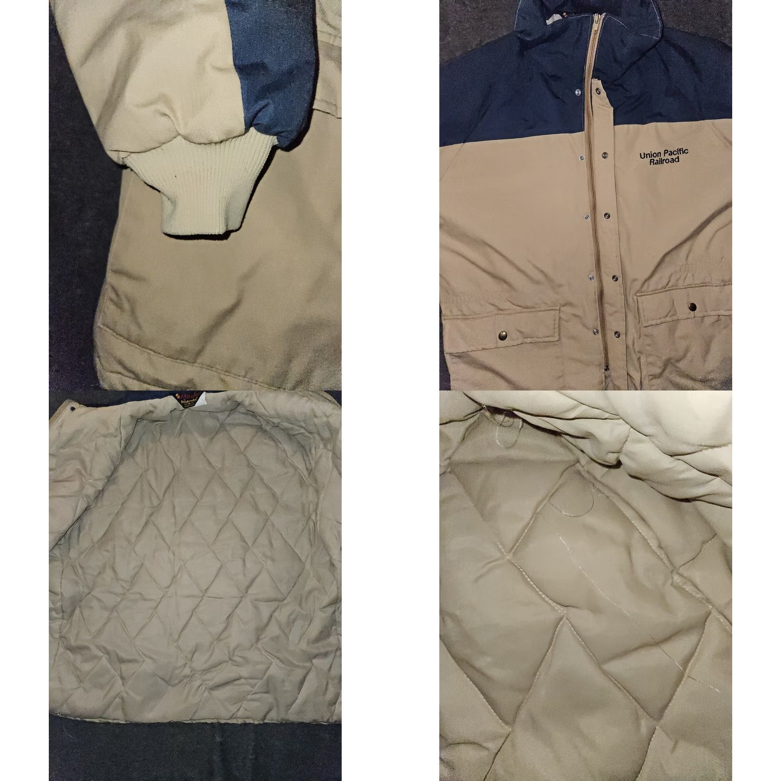 Dunbrooke VINTAGE Dunbrooke Jacket Mens XL Tan Blue Zip Snap Embroidered Railroad USA 80s 90s Comfort Pockets Full Zip Snaps Size US XL / EU 56 / 4 - 8 Thumbnail
