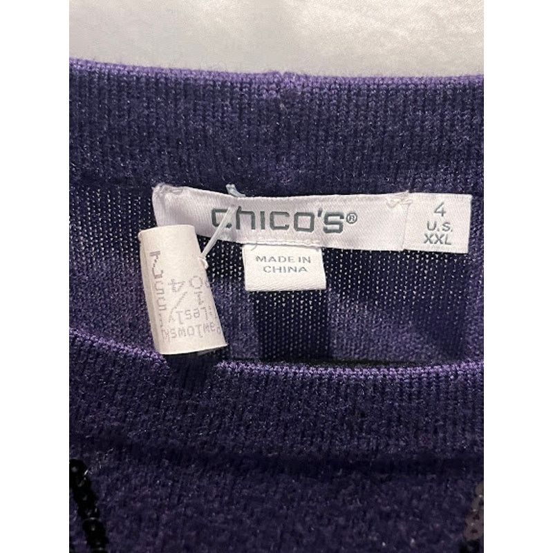 Chicos Chico's Sweater Sequin Plaid Purple Pullover Crew Womens XXL Size XXL / US 16-18 / IT 52-54 - 3 Thumbnail