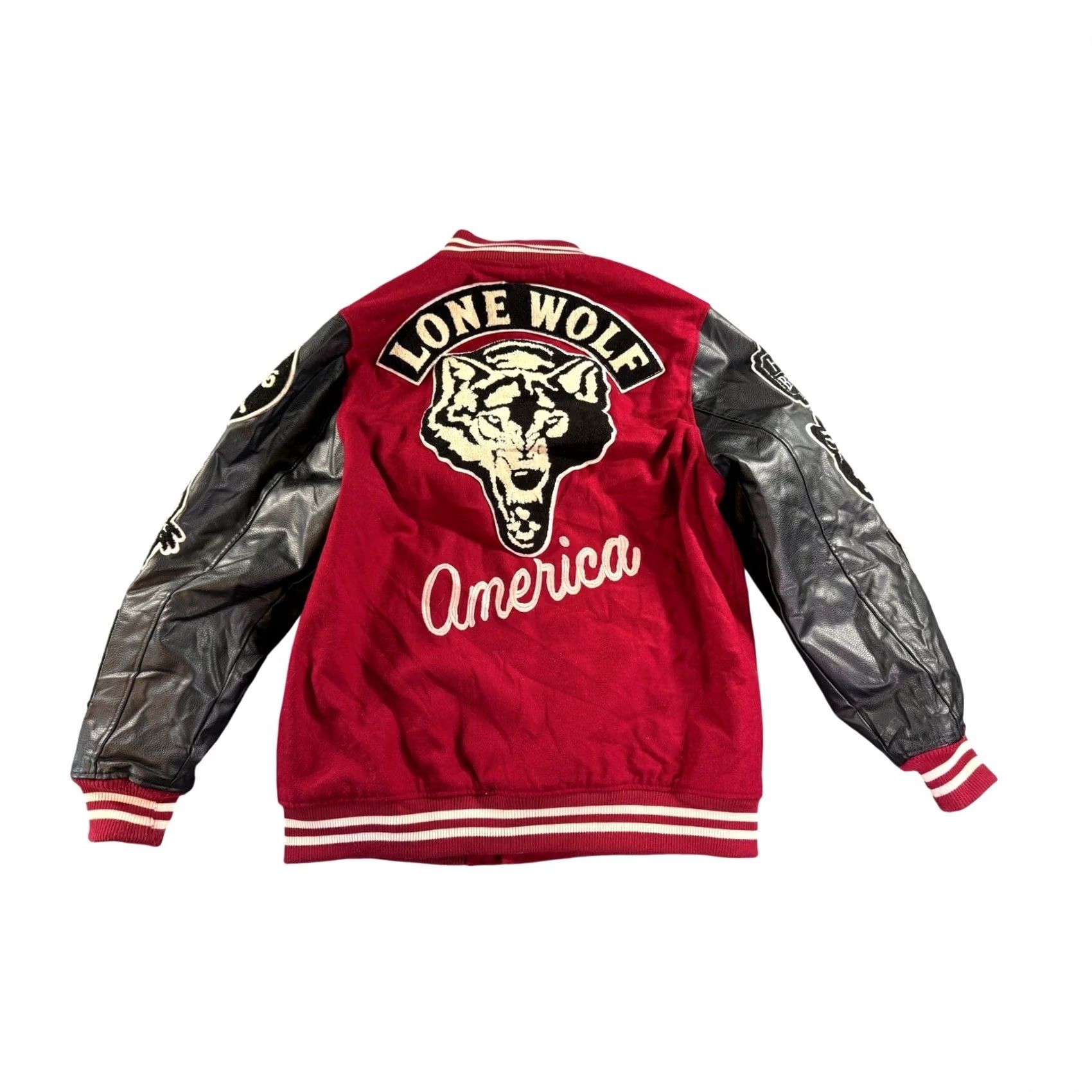 LONE WOLF VINTAGE Heritage America Varsity Jacket Mens 3XL Burgundy Patchwork Letterman Size US XXL / EU 58 / 5 - 2 Thumbnail