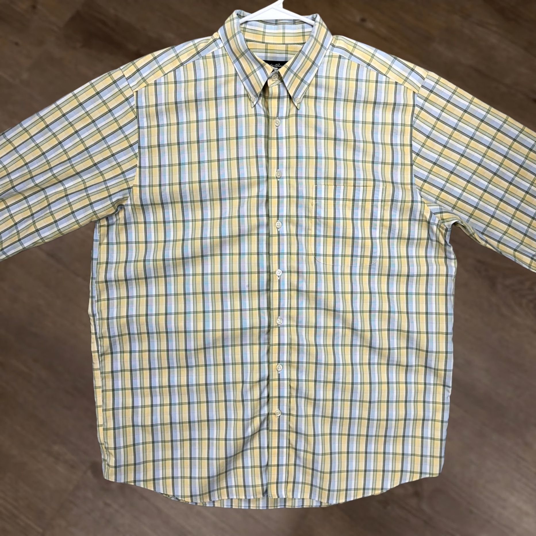 Eddie Bauer Eddie Bauer Mens Shirt Large Tall Yellow Plaid Relaxed Fit Button Down Size US L / EU 52-54 / 3 - 1 Thumbnail