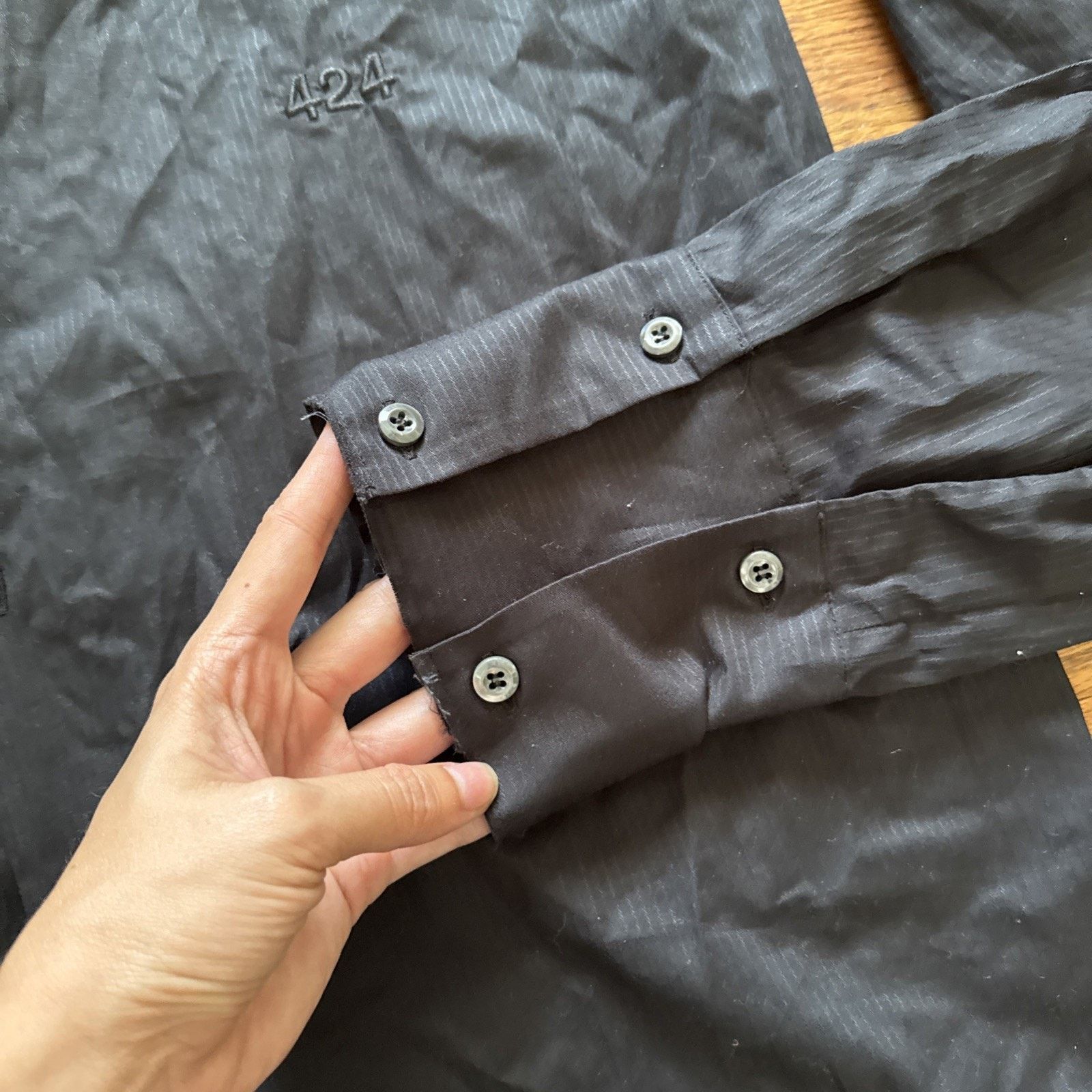424 424 ON FAIRFAX Men’s Casual Black Long Sleeve Buttoned Shirt Size US XL / EU 56 / 4 - 3 Thumbnail