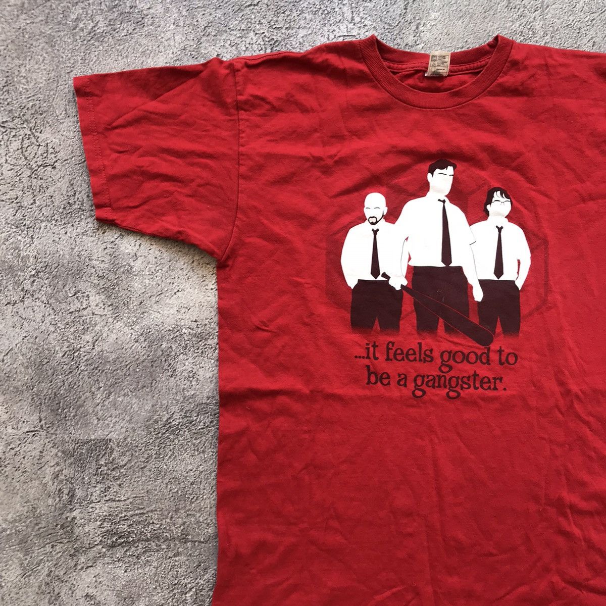 Vintage Vintage 90s Graphic Tee It Feels Good To Be A Gangster Red M Size US M / EU 48-50 / 2 - 2 Thumbnail