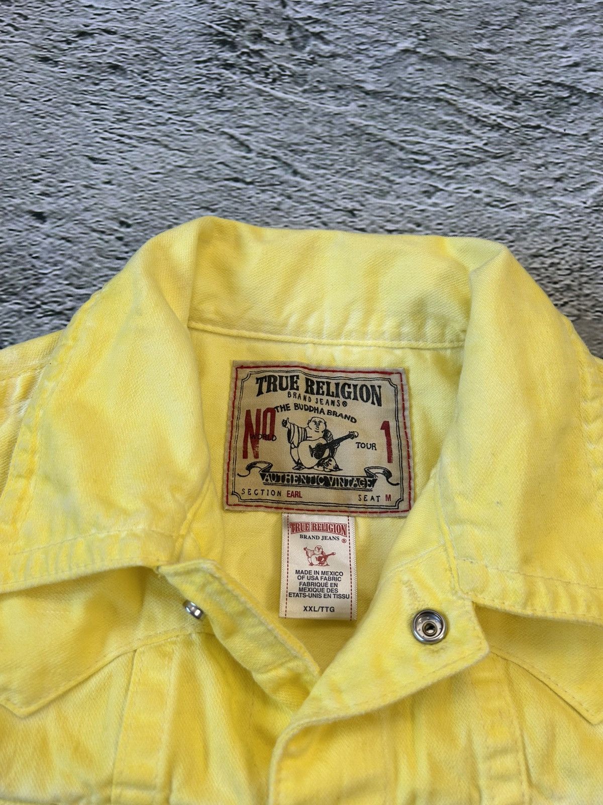 True Religion × Vintage True Religion denim jacket vest yellow Y2K sleeveless Size US XXL / EU 58 / 5 - 4 Thumbnail